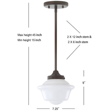 Kurtz School House Adjustable Drop Metal/Glass LED Pendant